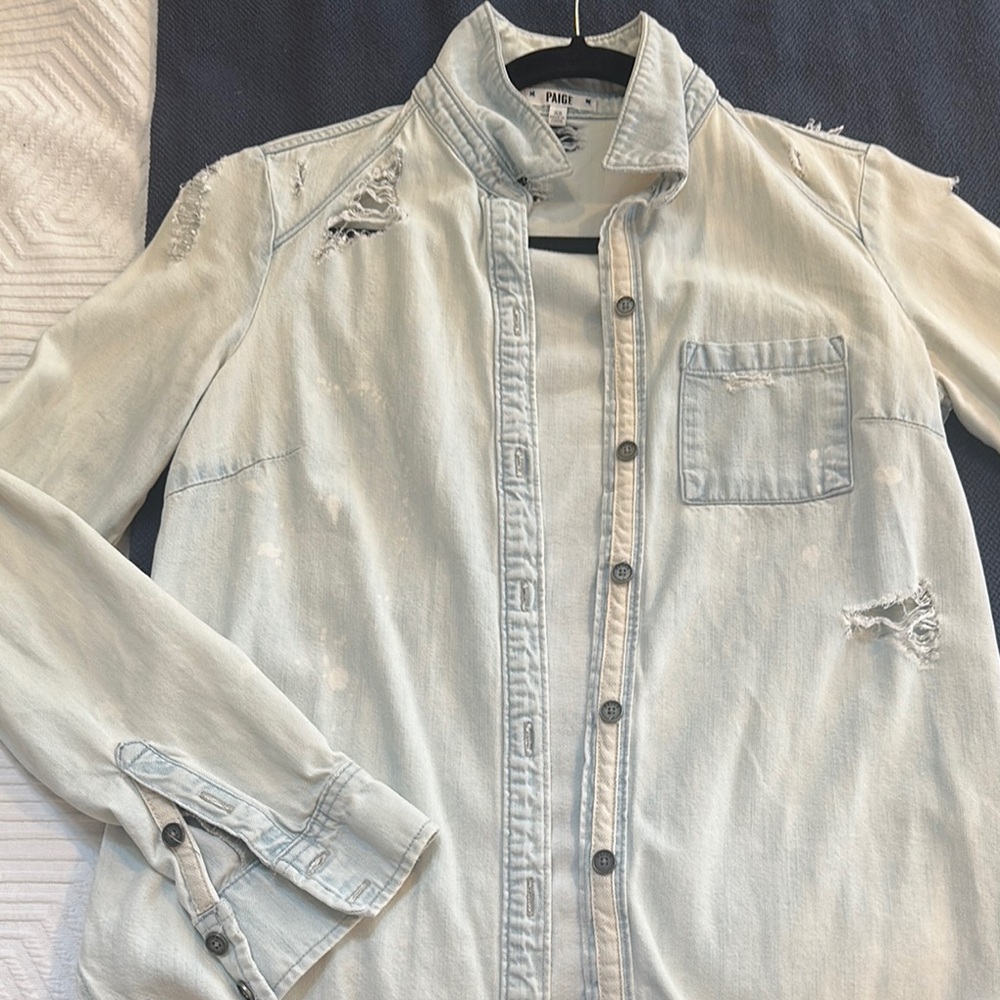 PAIGE Premium Denim Destroyed Shirt XS